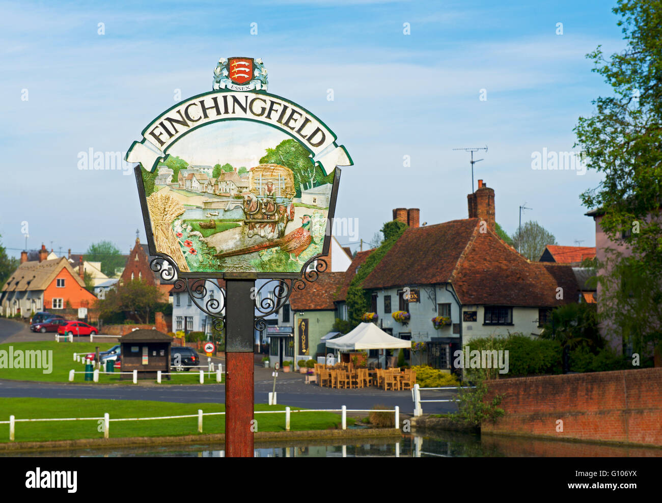 Inscrivez-vous dans le village de Finchingfield, Essex, Angleterre, Royaume-Uni Banque D'Images