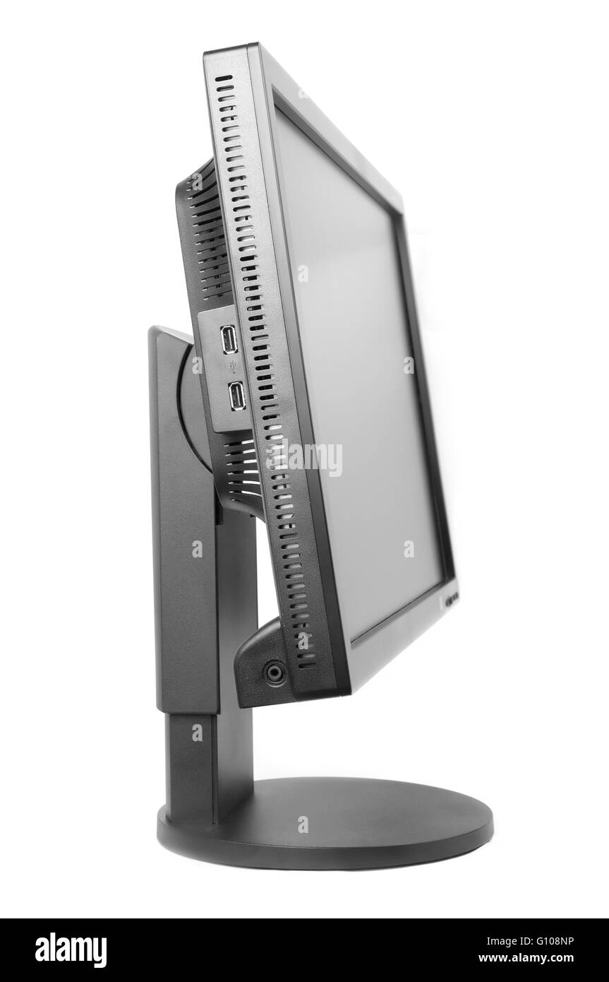 Moniteur ordinateur noir isolated on white Banque D'Images