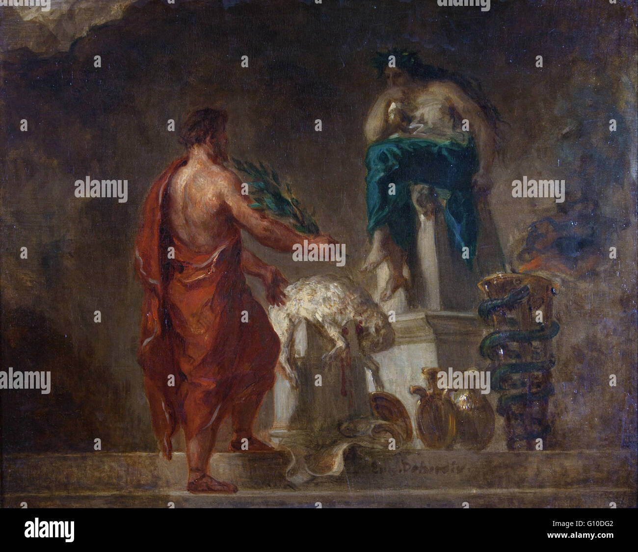 Eugène Delacroix - Lycurgue Consultation de la Pythie - University of Michigan Museum of Art Banque D'Images