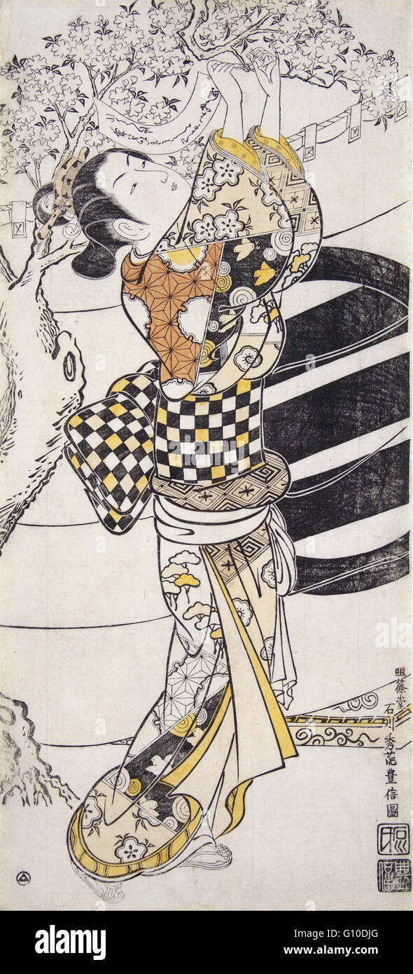 Ishikawa Toyonobu - un poème sur un cerisier - University of Michigan Museum of Art Banque D'Images