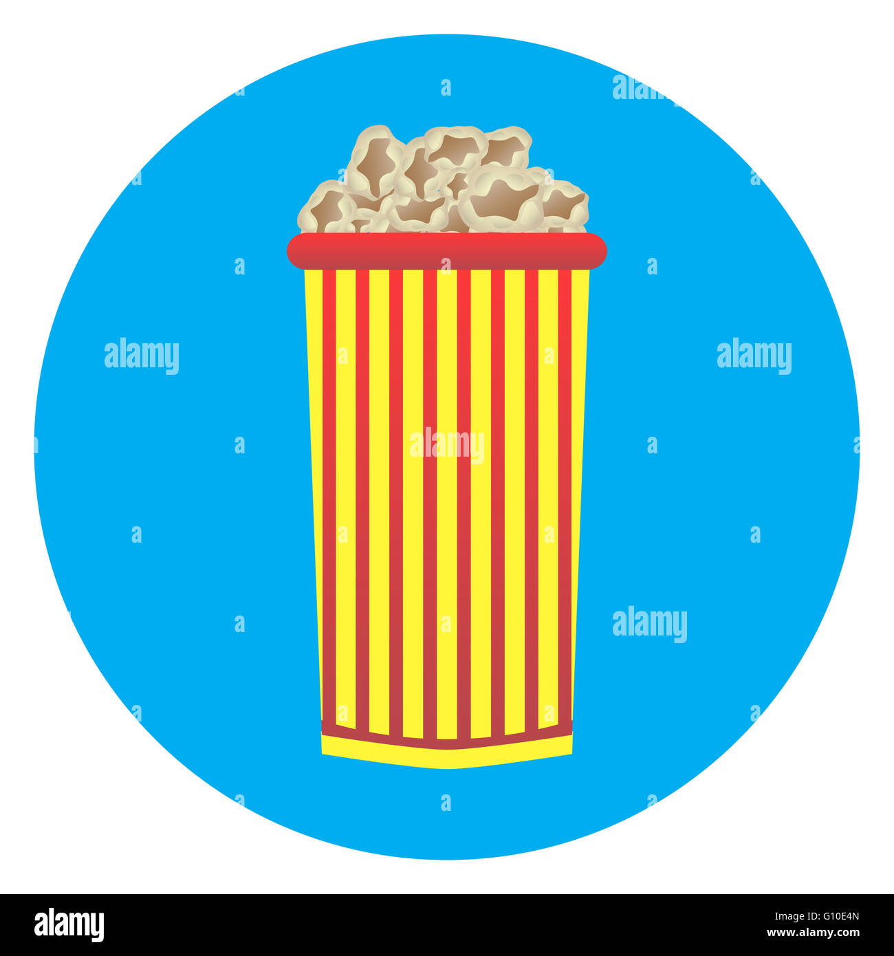 Tasse en carton de l'icône pop-corn. Film et cinéma popcorn popcorn, fort ou isolés. Vector illustration design plat Banque D'Images