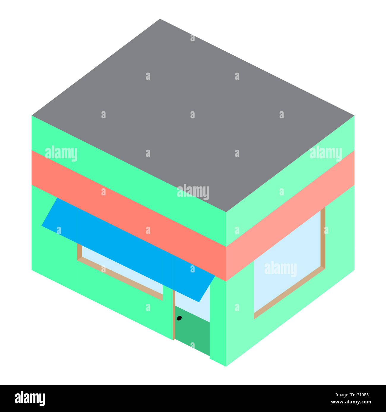 Home shop construction isométrique modèle maison. Architecture Design et construction isométrique immersive modèle. Vector design plat Banque D'Images