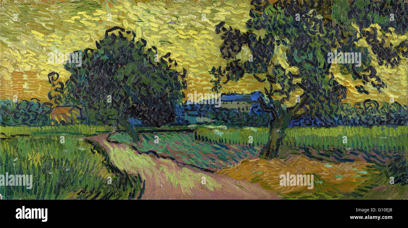 Vincent van Gogh - Paysage au crépuscule - Van Gogh Museum, Amsterdam Banque D'Images