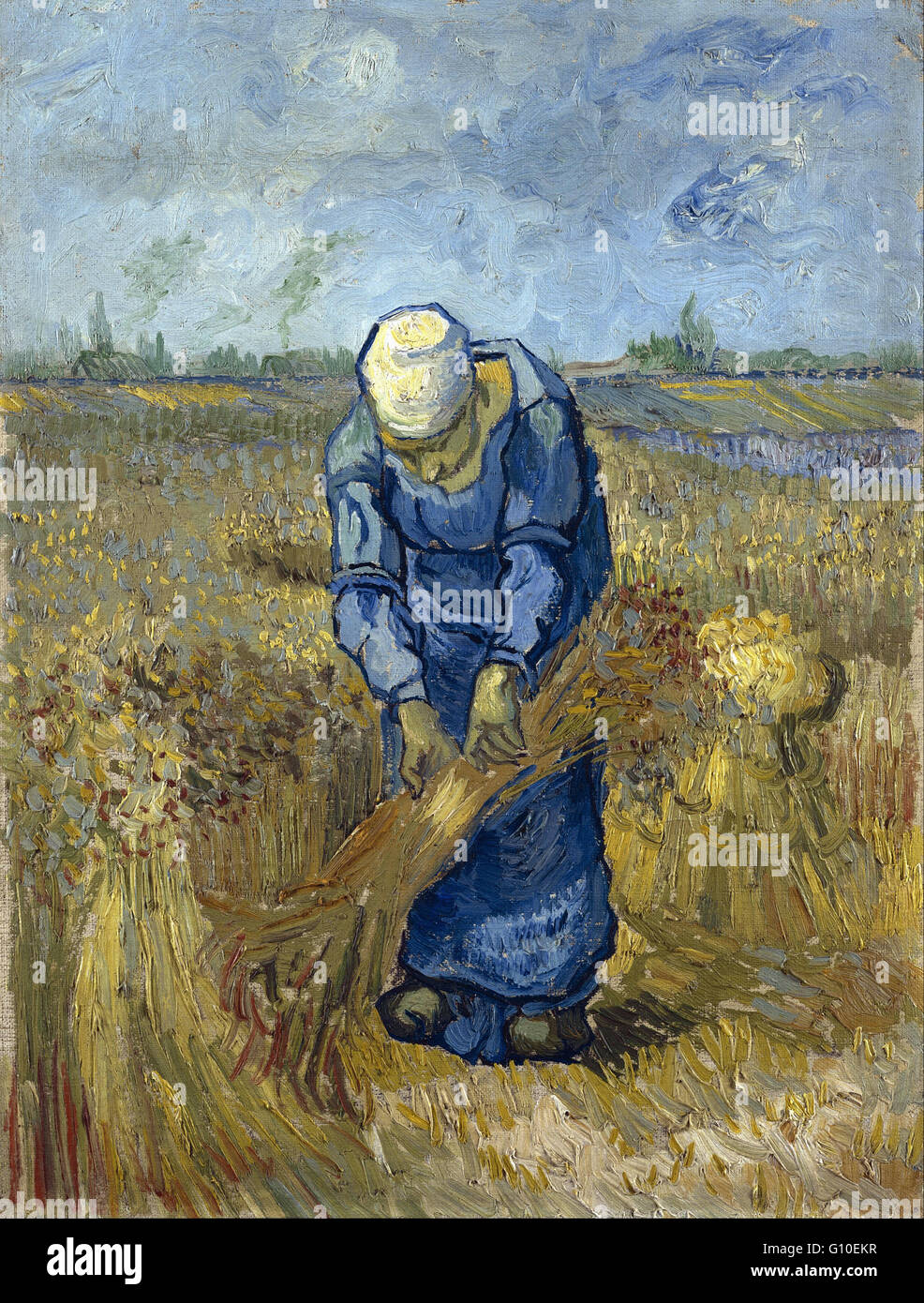 Vincent van Gogh - femme lier des gerbes (après Millet) - Van Gogh Museum, Amsterdam Banque D'Images