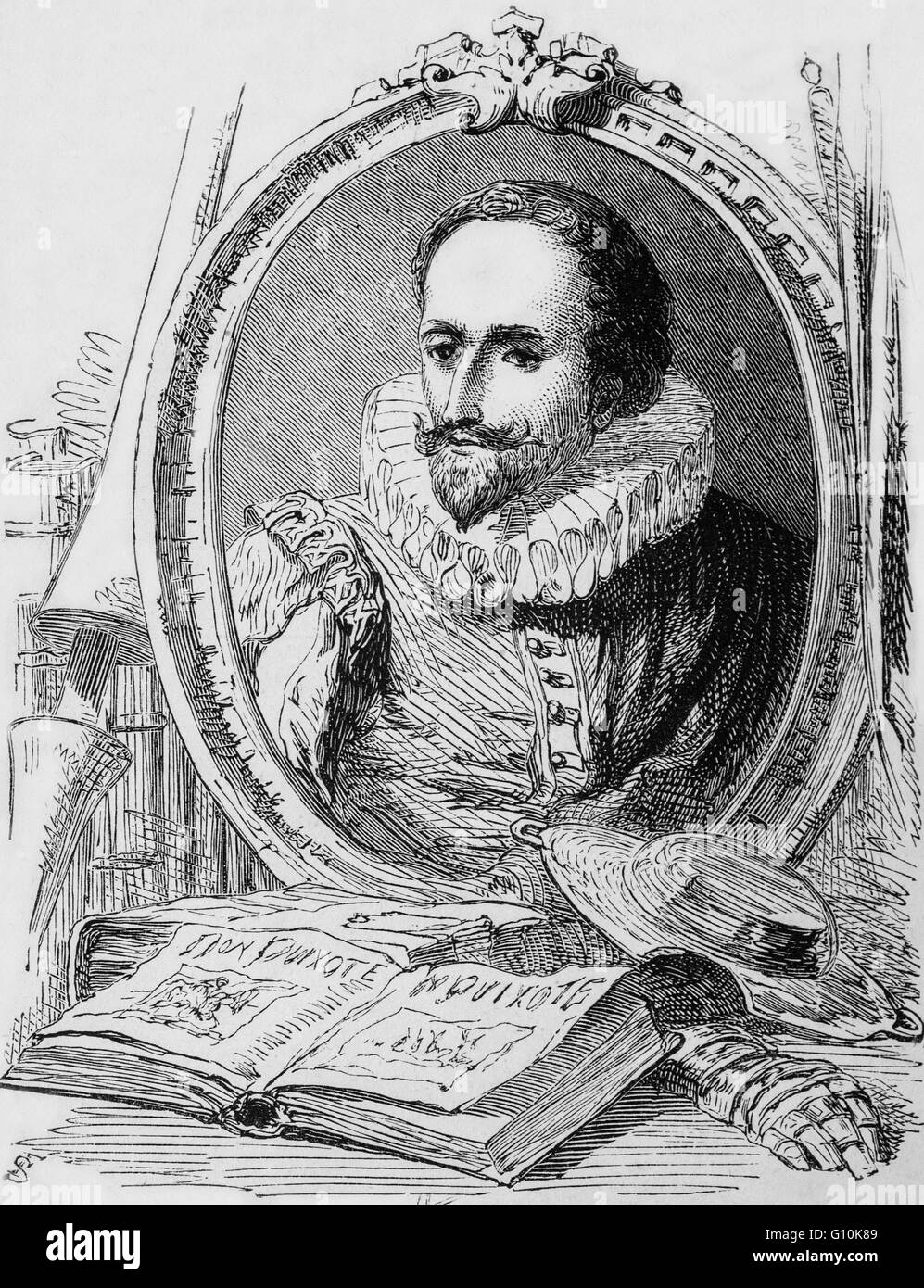 Miguel Cervantes de Saavedra, auteur de 'Don Quichotte' au début des années 1600, considéré comme le plus grand écrivain de langue espagnole et l'un des éminents romanciers. Banque D'Images