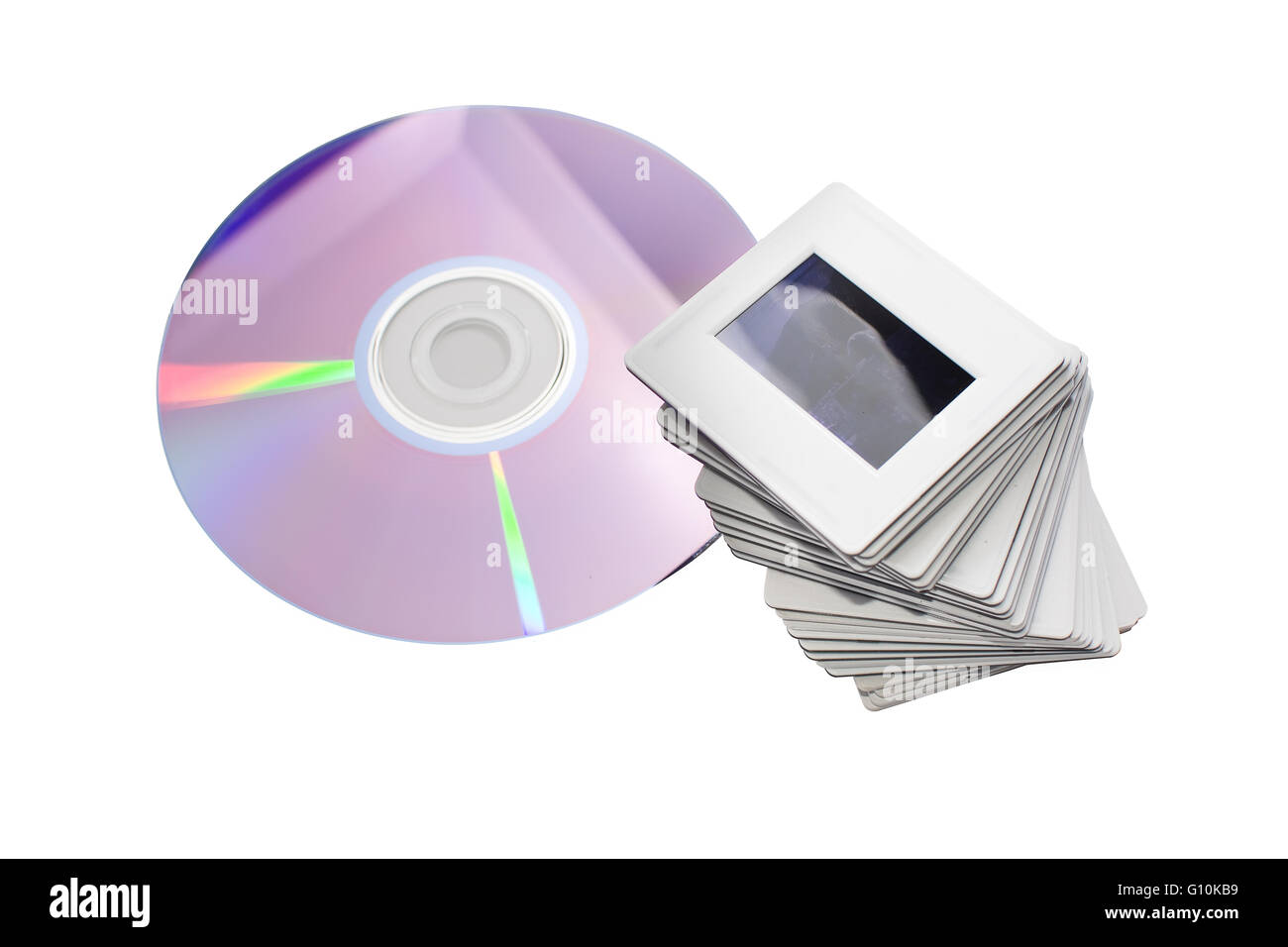 Vieilles diapositives et nouveau dvd : deux systèmes d'archivage d'images Banque D'Images