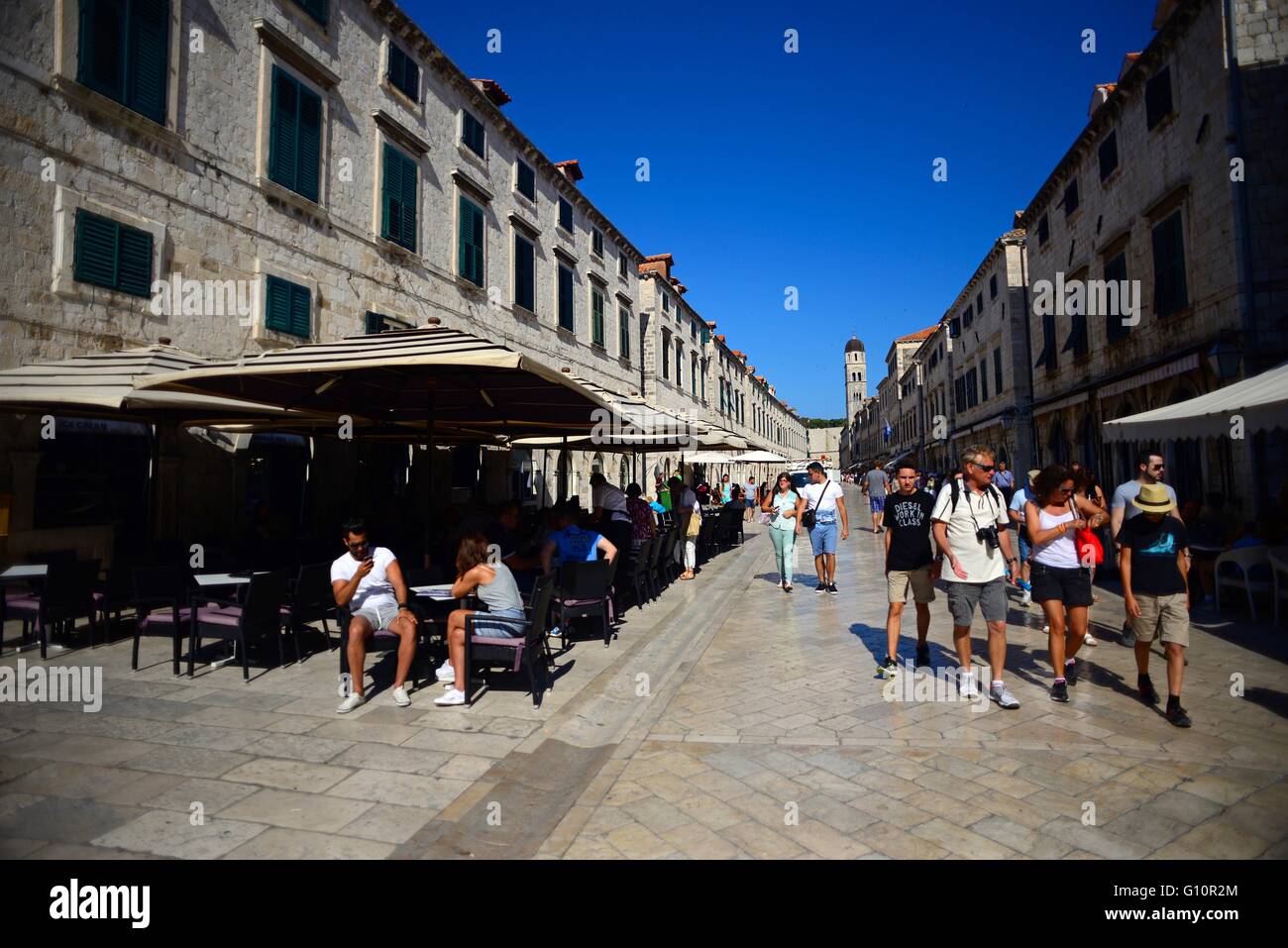 La rue principale Stradun Placa à Dubrovnik, Croatie Banque D'Images