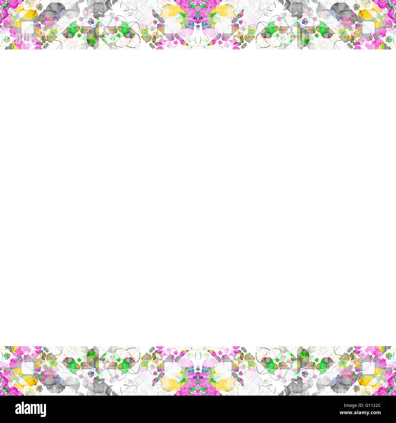 Cadre blanc avec motif géométrique boho style design en couleurs mixtes frontières Banque D'Images