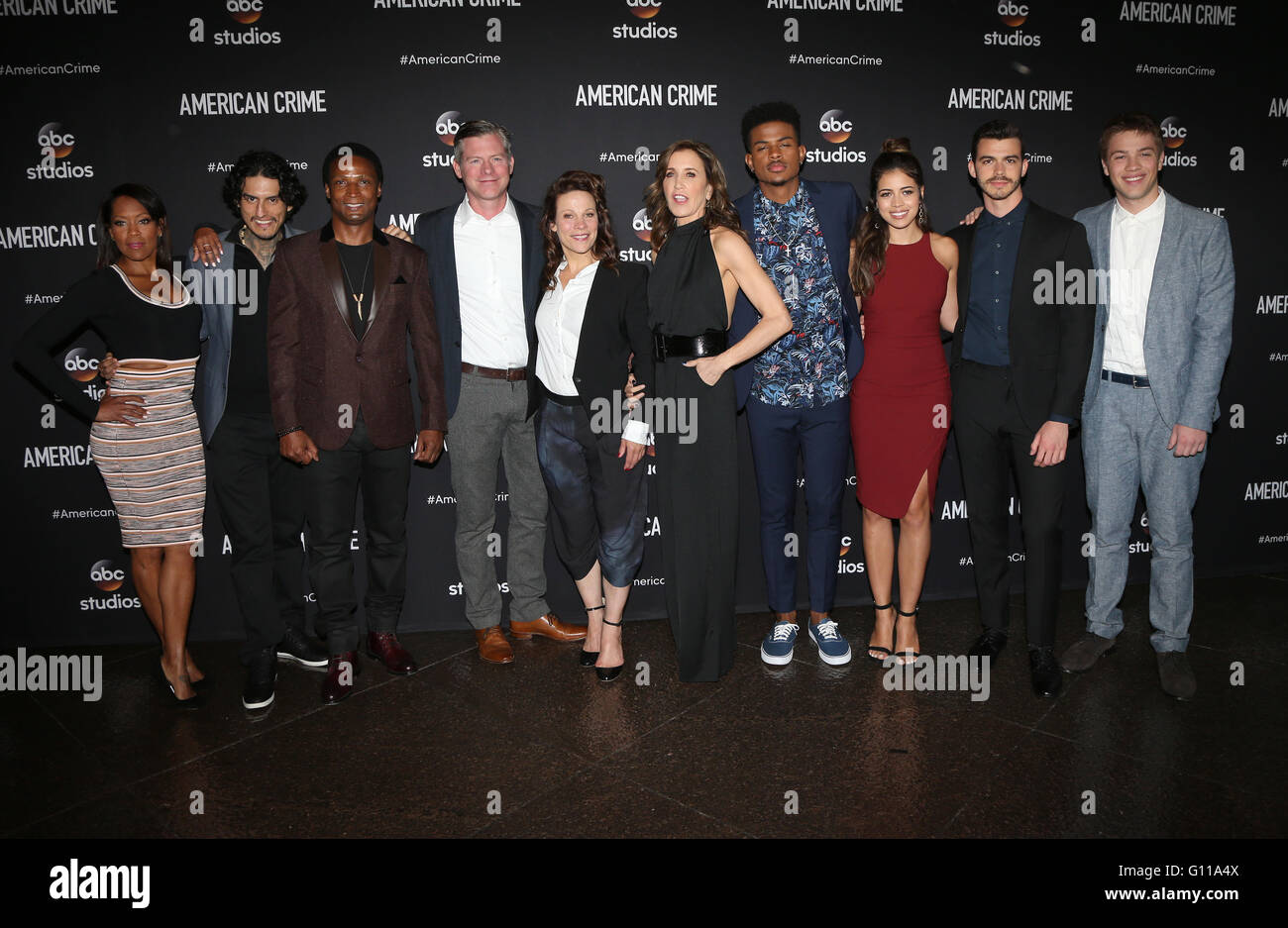 West Hollywood, CA, USA. 6 mai, 2016. 06 avril 2016 - West Hollywood, Regina King, Felicity Huffman, Lili Taylor, Angelique Rivera, Michael J. McDonald, Elvis Nolasco, Joey Pollari, Trevor Jackson, Richard Cabral, Connor Jessup. FYC Projection d'ABC's ''Crime'' tenue à Directors Guild of America. Crédit photo : F.Sadou/AdMedia Crédit : F.Sadou/AdMedia/ZUMA/Alamy Fil Live News Banque D'Images