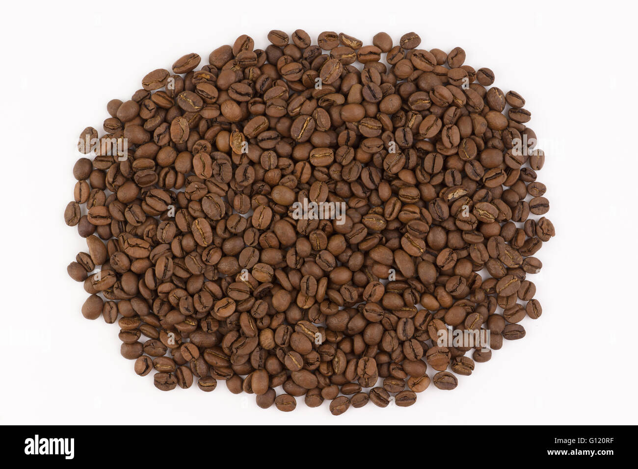 Les grains de café Hill se trouve sur un fond blanc Banque D'Images