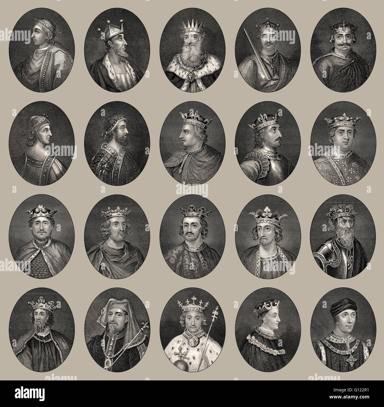 Les rois d'Angleterre, 10 au 15ème siècle Banque D'Images