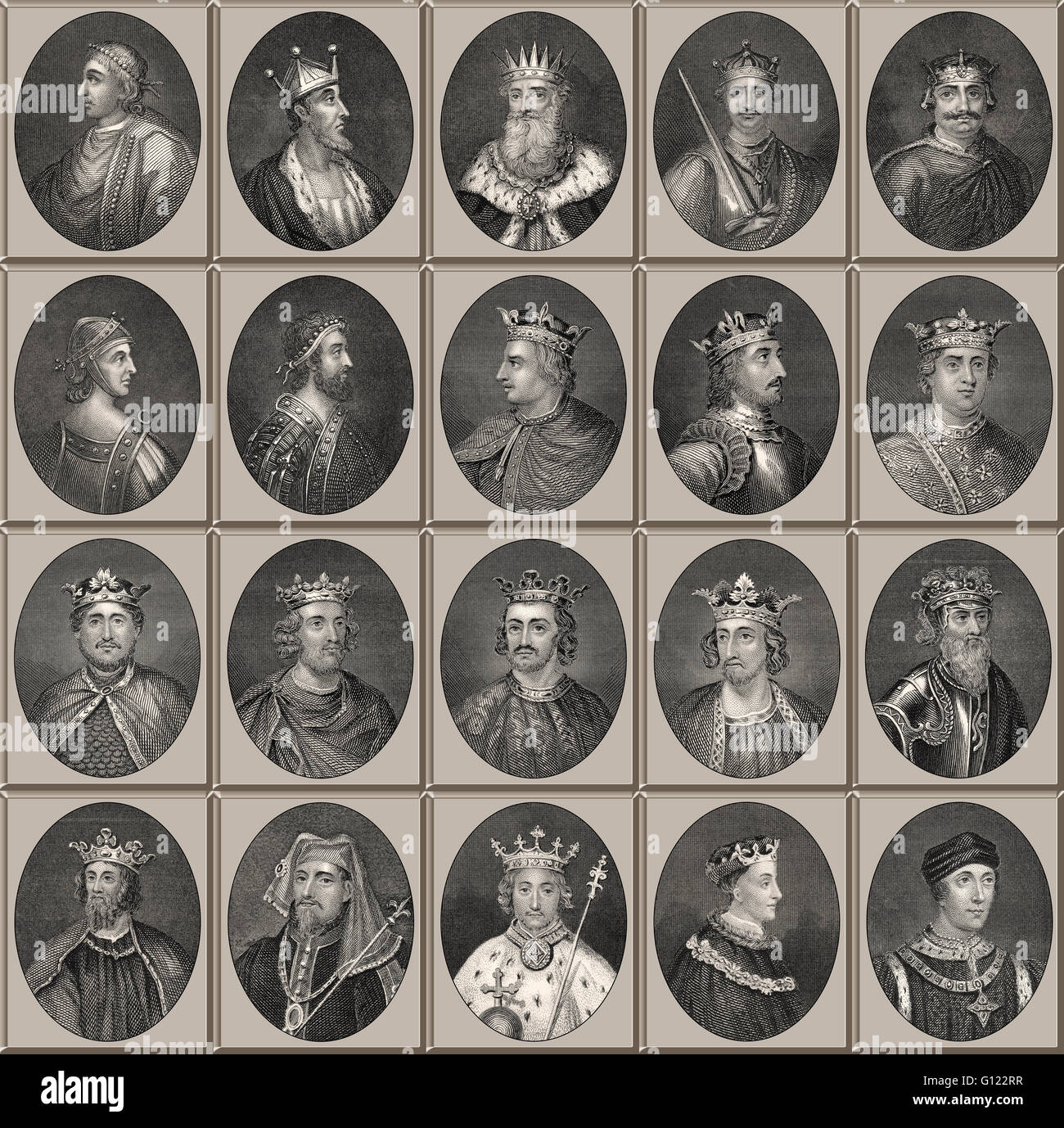 Les rois d'Angleterre, 10 au 15ème siècle Banque D'Images