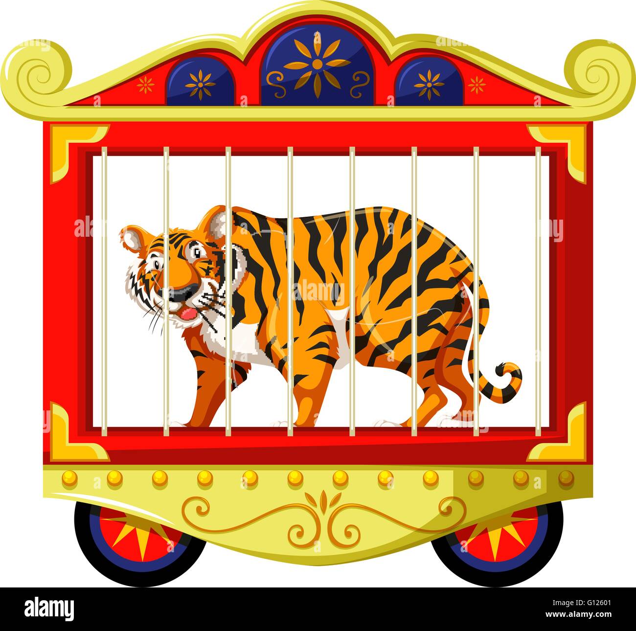 Wild Tiger dans la cage de cirque illustration Illustration de Vecteur