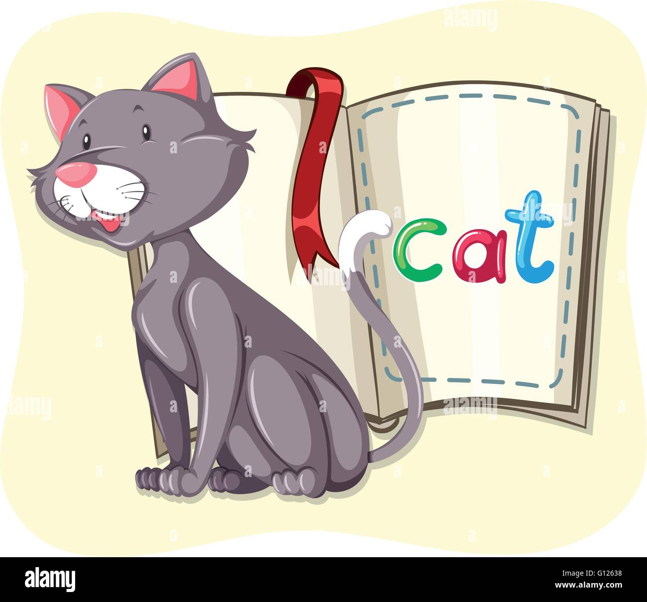 Petit Chat et une illustration de livre Illustration de Vecteur