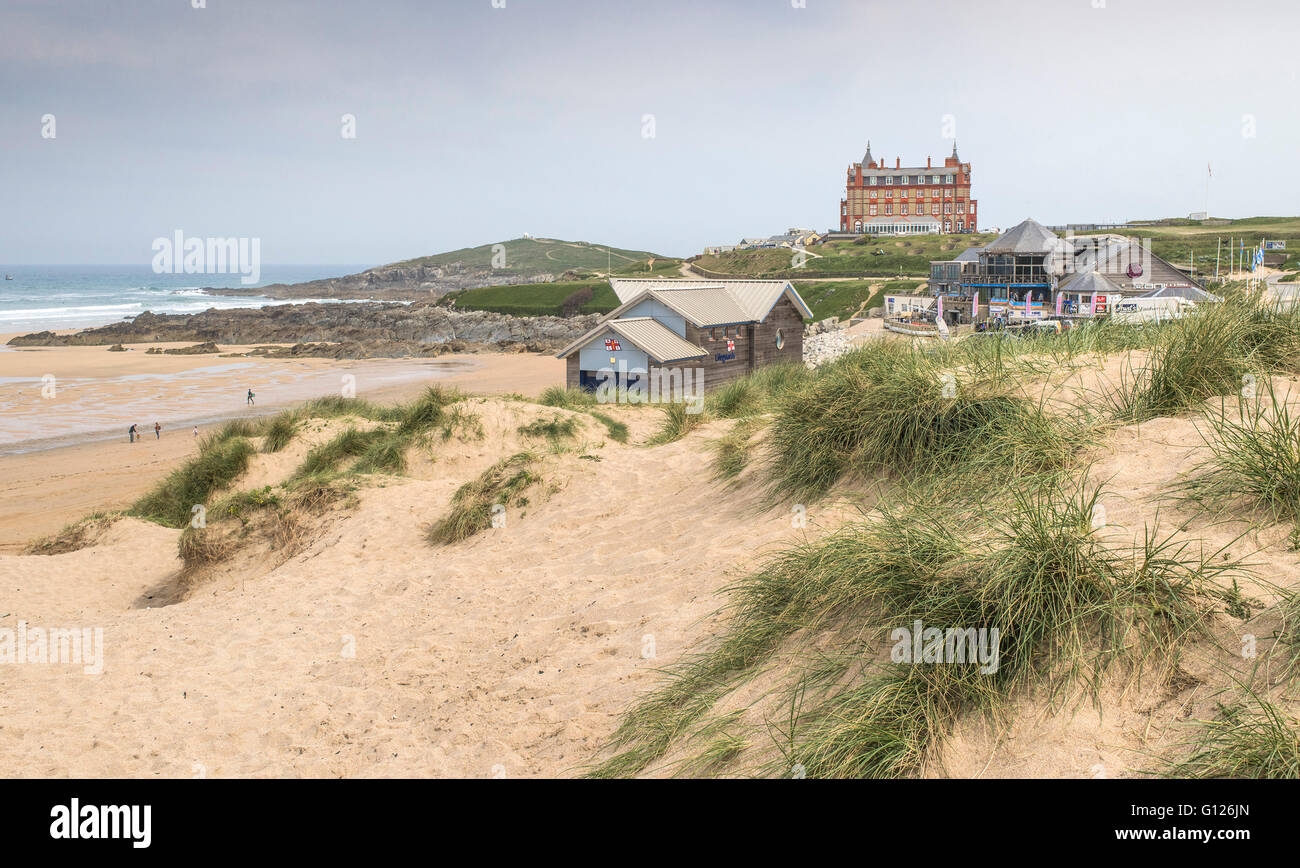 Dunes de sable de l'dans Fistral Newquay, Cornwall. Banque D'Images