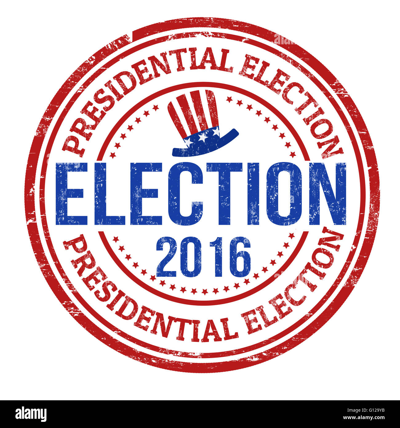 Élection 2016 grunge tampons sur fond blanc, vector illustration Banque D'Images