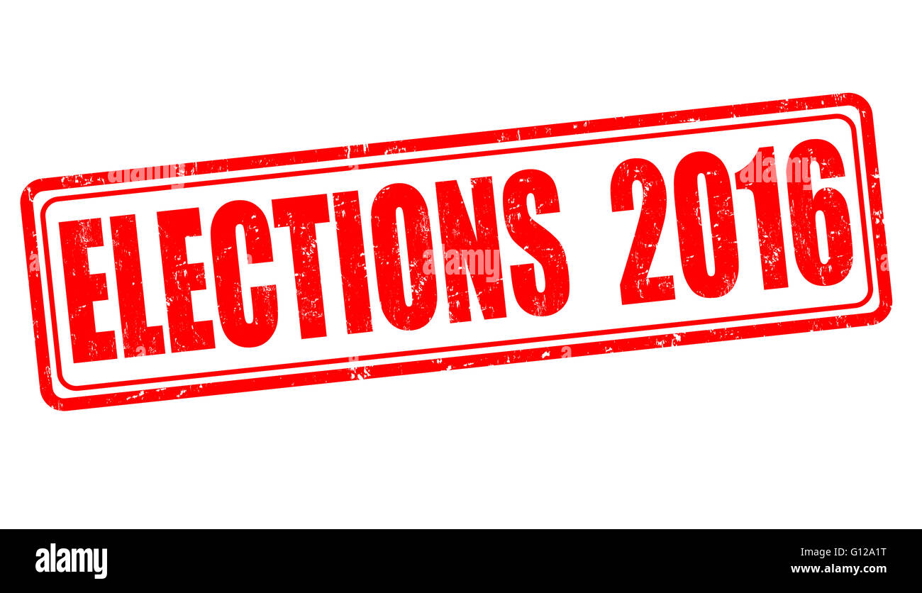 Élections 2016 grunge tampons sur fond blanc, vector illustration Banque D'Images
