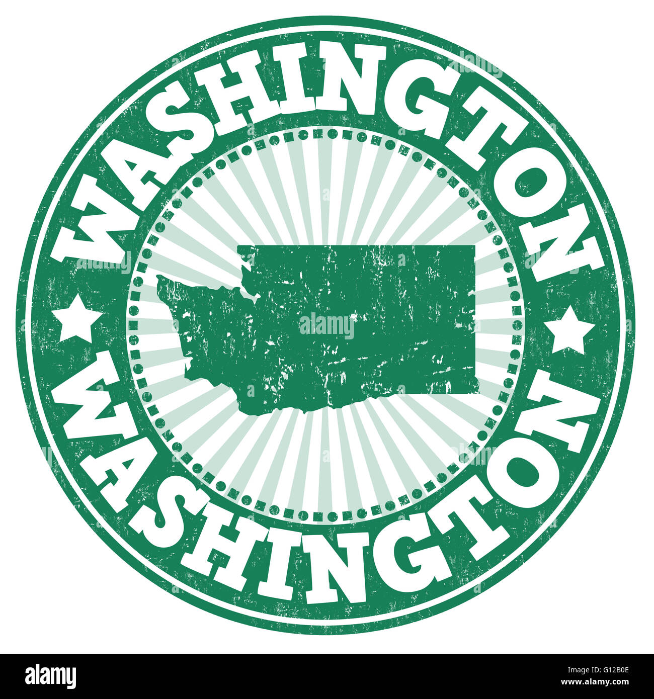 Grunge rubber stamp avec le nom et le plan de Washington, vector illustration Banque D'Images