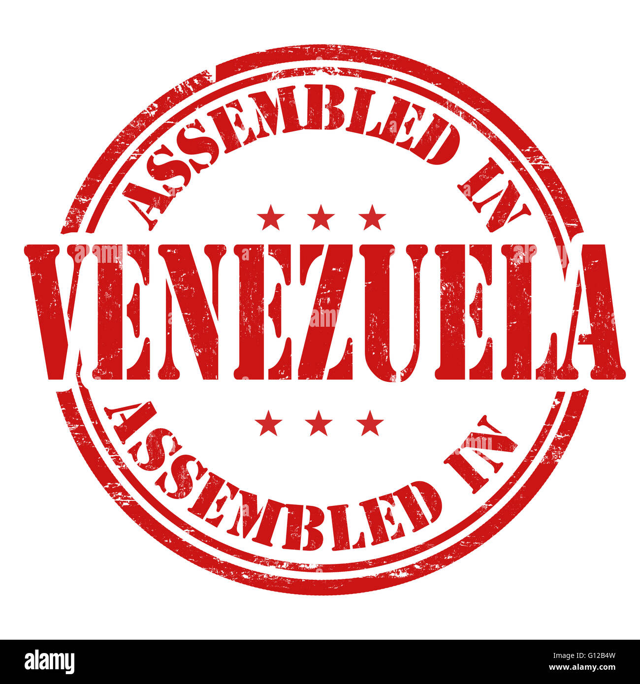 Assemblés dans le Venezuela grunge tampons sur fond blanc, vector illustration Banque D'Images