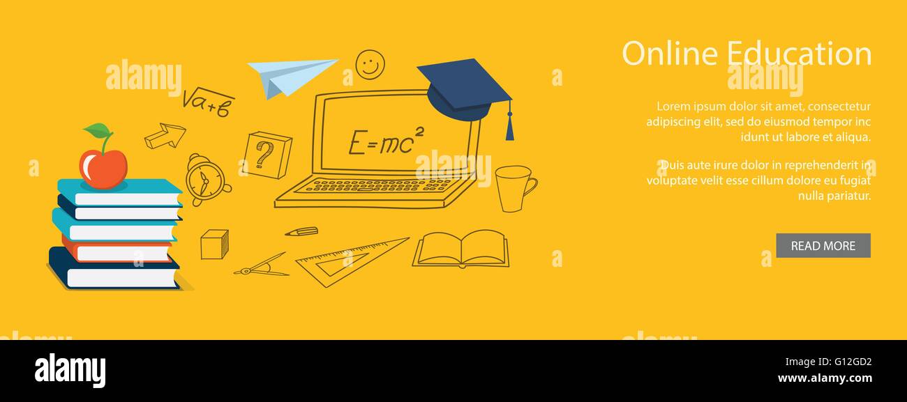 Design plat pour l'éducation en ligne Illustration de Vecteur