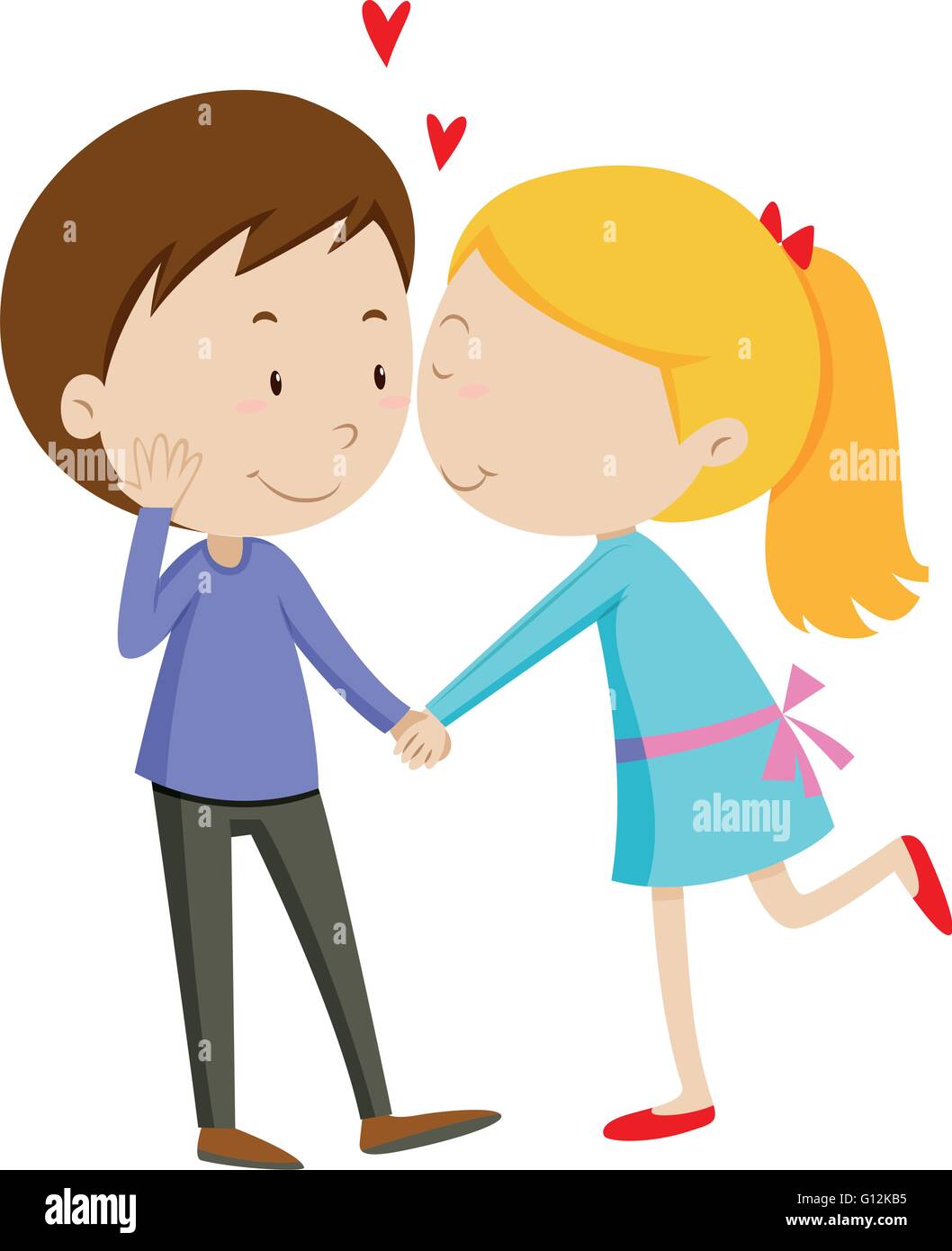 Girl kissing her boyfriend illustration Illustration de Vecteur