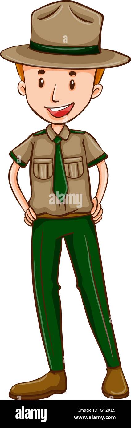 Park ranger en uniforme brun illustration Image Vectorielle Stock - Alamy