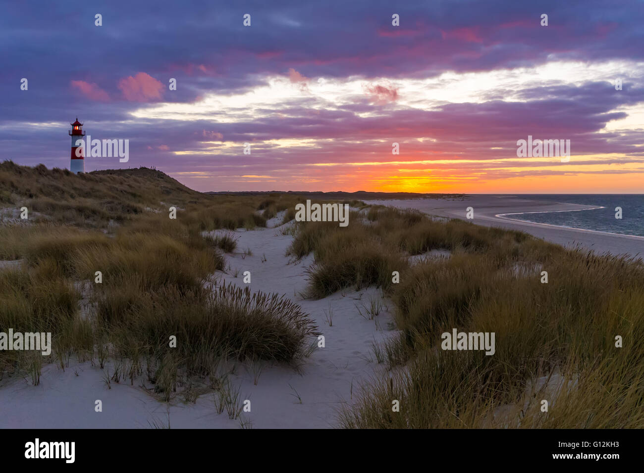 Leuchtturm - Sylt, Allemagne - Coucher de soleil Banque D'Images