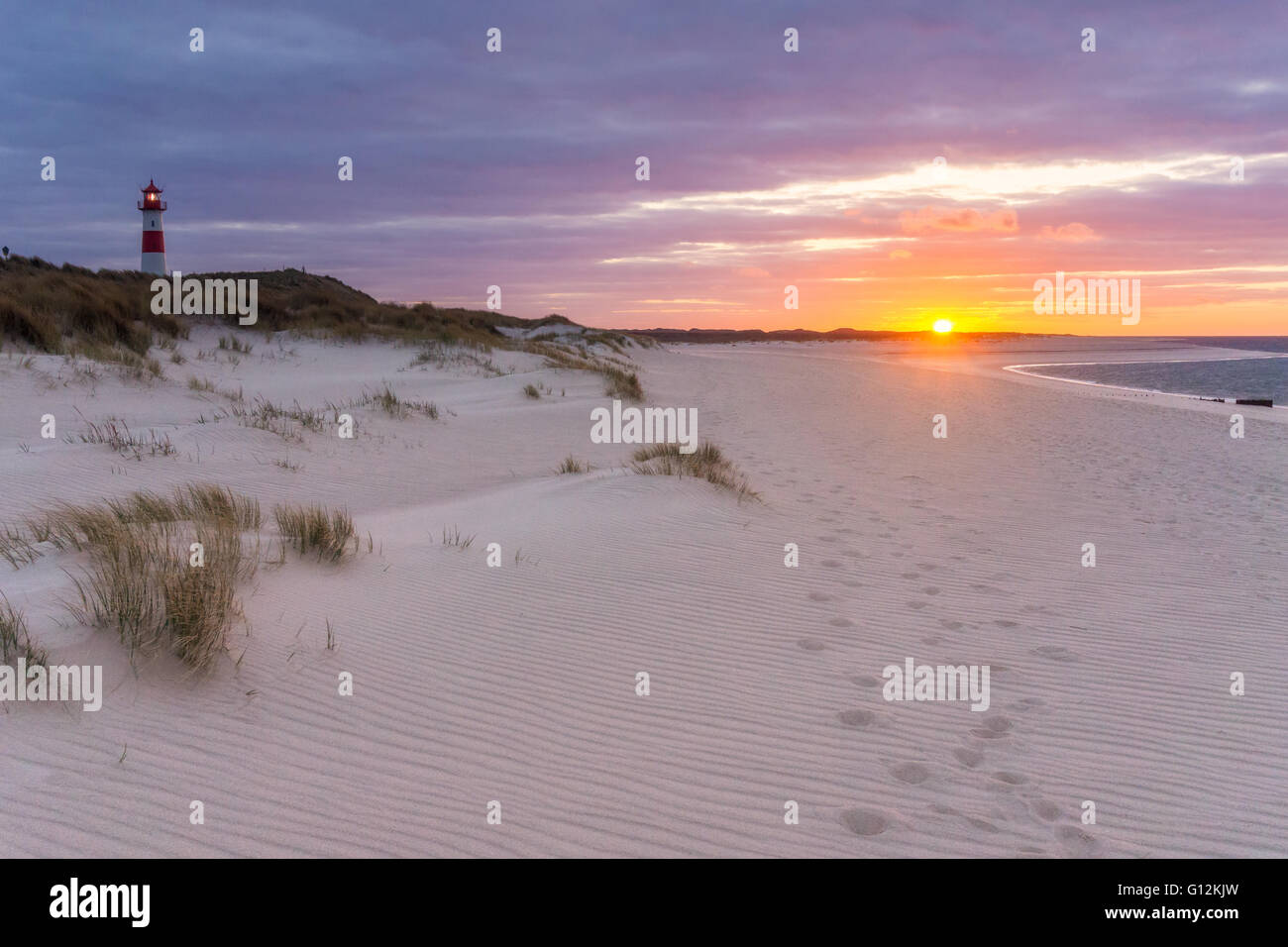 Leuchtturm - Sylt, Allemagne - Coucher de soleil Banque D'Images