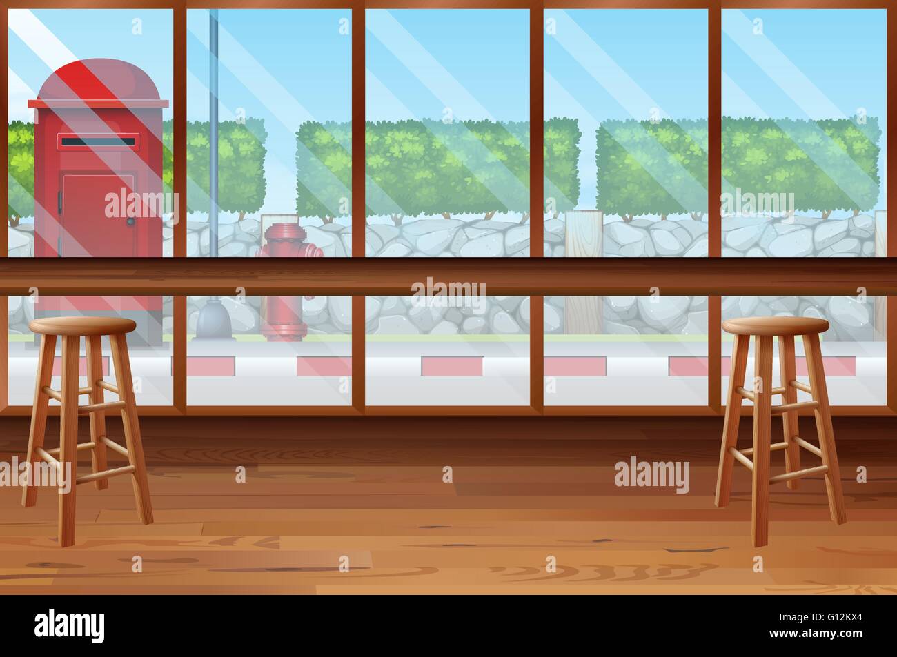 À l'intérieur du restaurant avec bar et chaises illustration Illustration de Vecteur