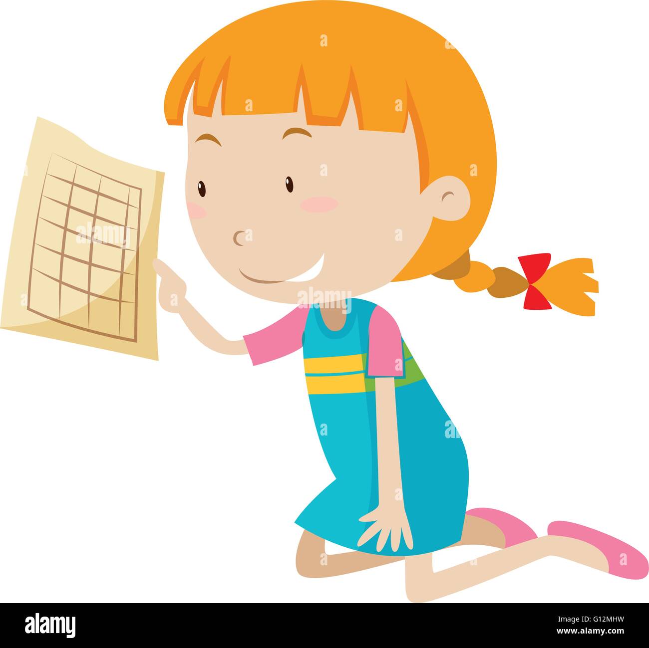 Girl holding papier graphique illustration Illustration de Vecteur