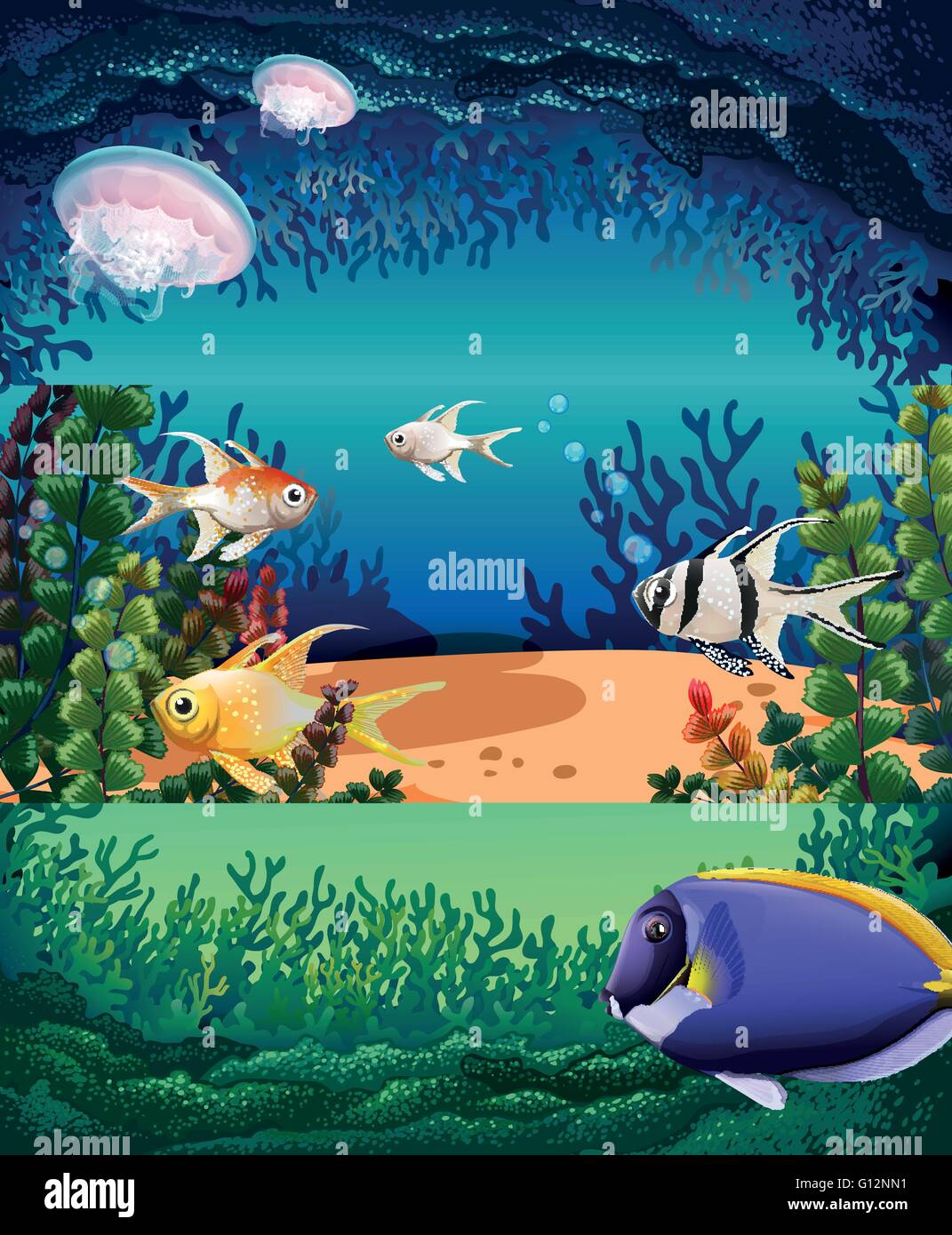 Poissons nager sous l'océan illustration Illustration de Vecteur