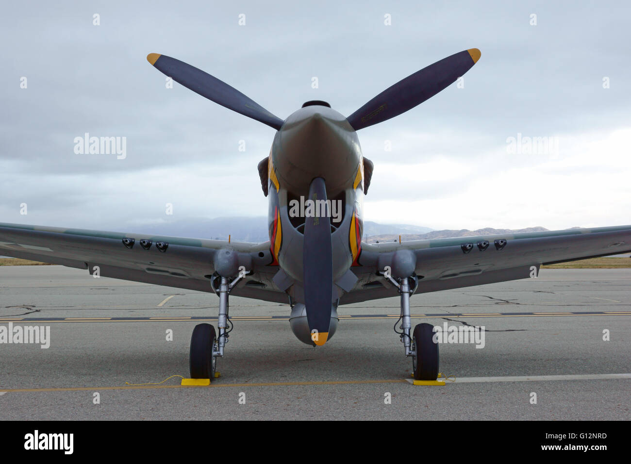 Avion Vintage WWII P-40 Warhawk au Planes of Fame 2016 Air Show à Chino, Californie Banque D'Images