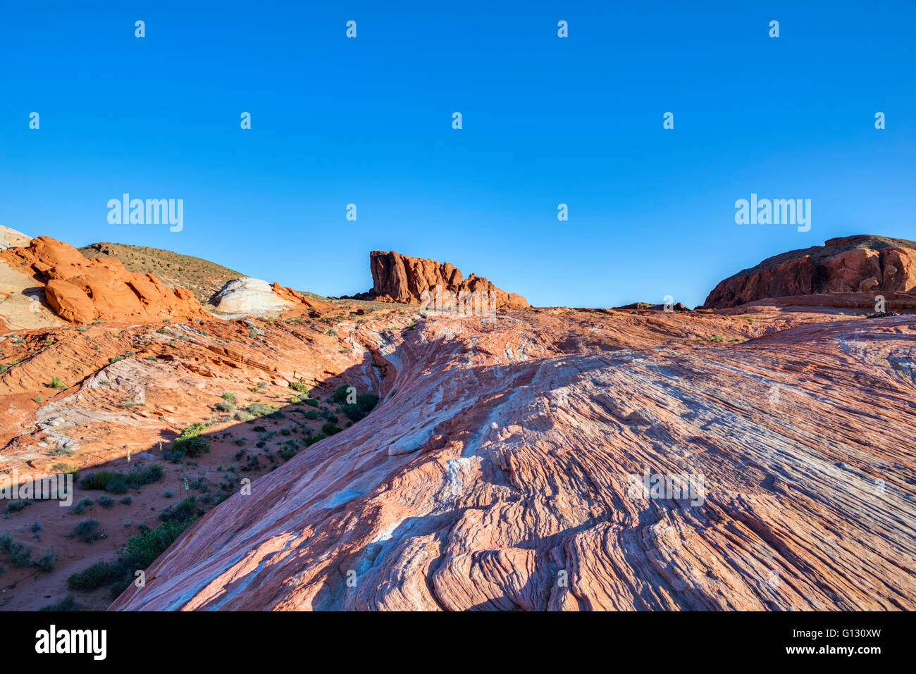 Formations rocheuses multicolores, paysage désertique. Vallée de Feu Park, Nevada. Banque D'Images