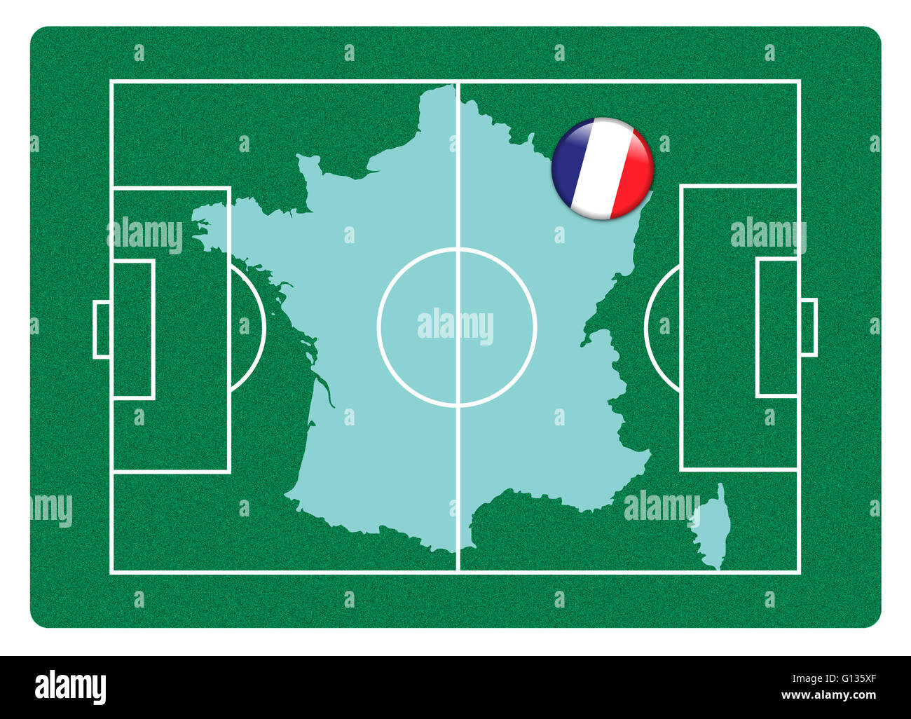 Terrain de football avec carte de France Banque D'Images