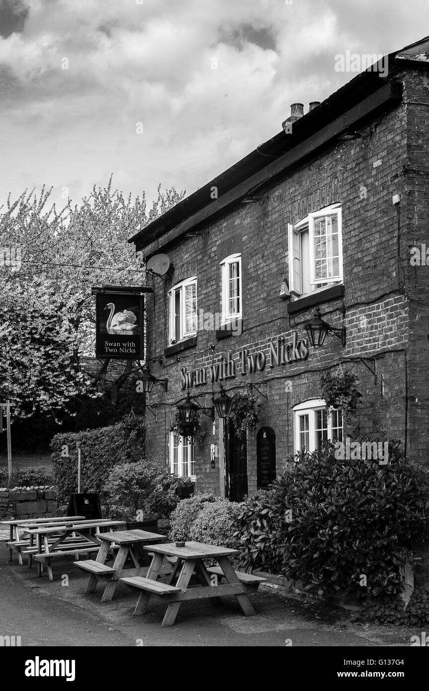 Swan avec deux entailles pub Dunham Massey Banque D'Images