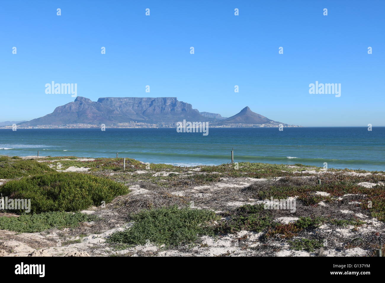 La montagne de la table vue de blouberg strand Cape town afrique du sud Banque D'Images