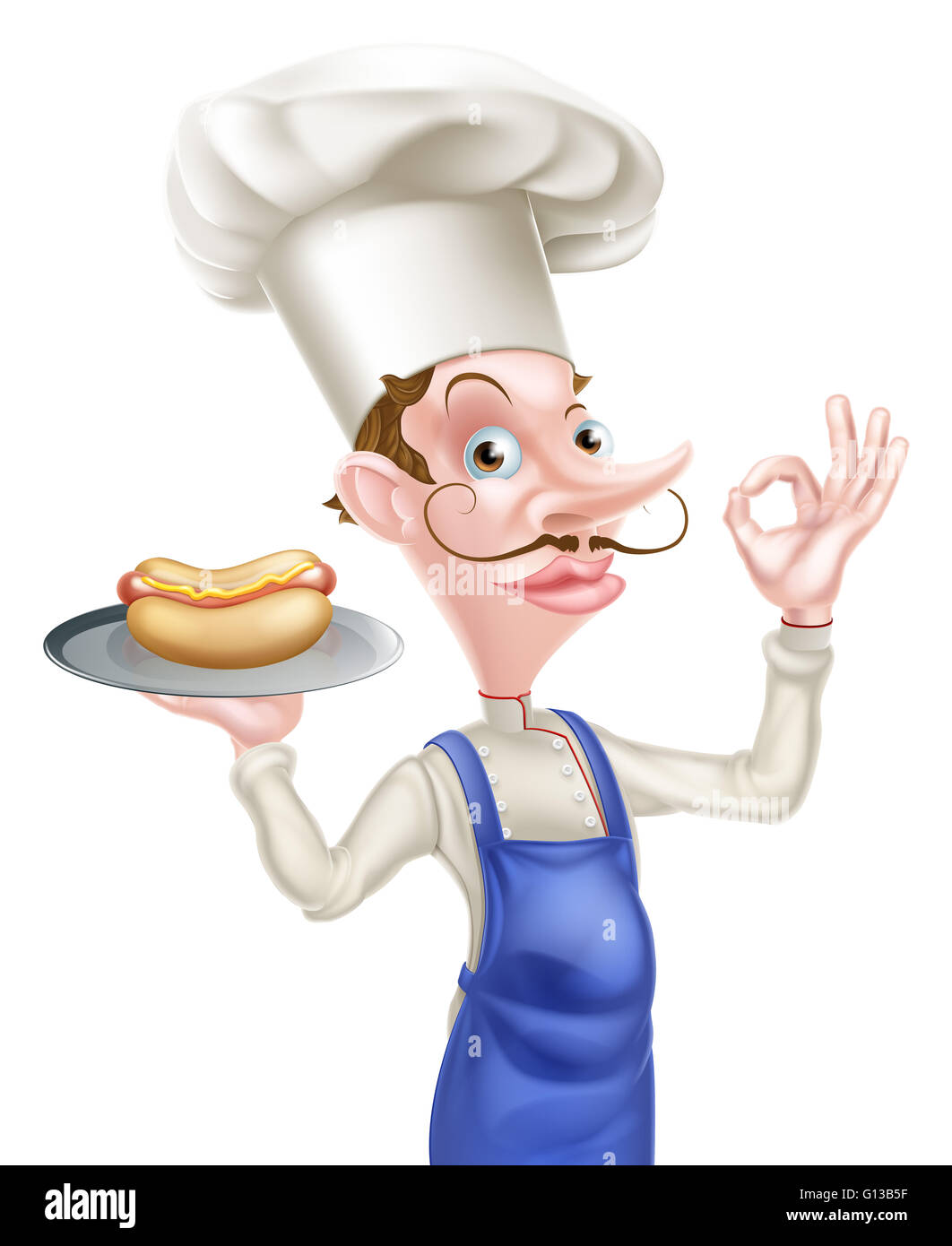 Une illustration d'une Chef Holding signe parfait donnant de hotdog Banque D'Images