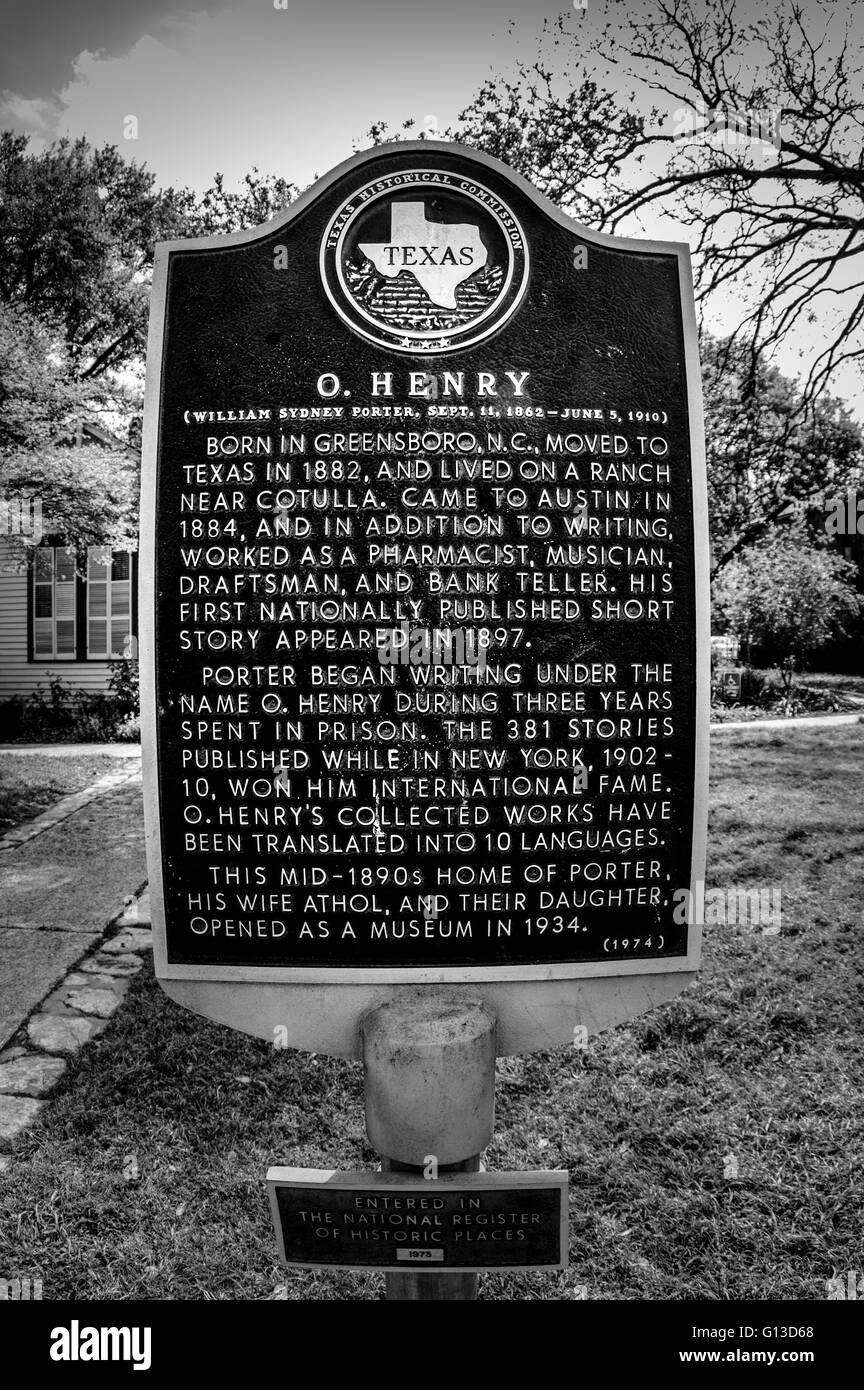 O. Henry National Register Sign Banque D'Images