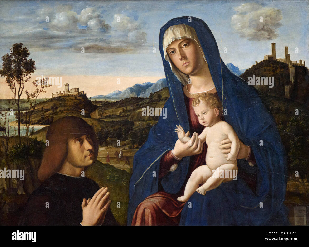 Cima da Conegliano (ca. 1459/60-1517/18), Marie et l'enfant et d'un donateur, ca. 1492/94. Maria mit dem K Banque D'Images