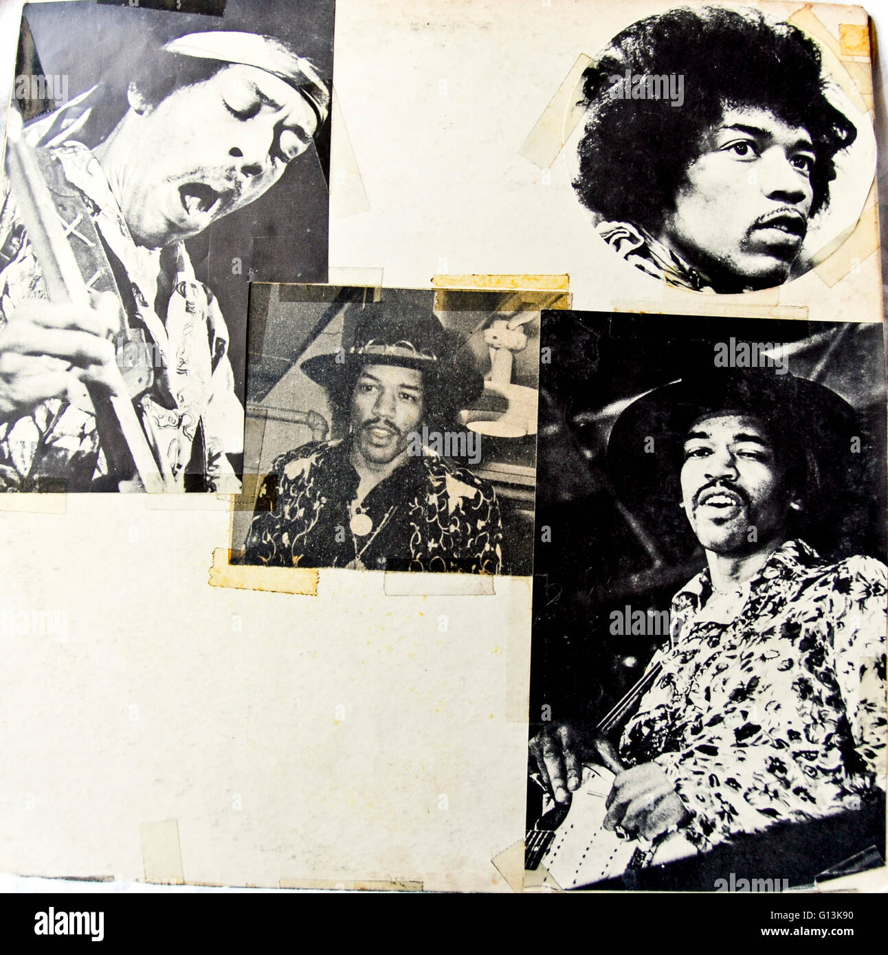 Pochette d'album classique (vinyle) Jimi Hendrix Experience, Bootleg 'Live at the Forum, 1970' (à l'intérieur) photos historiques vintage Banque D'Images
