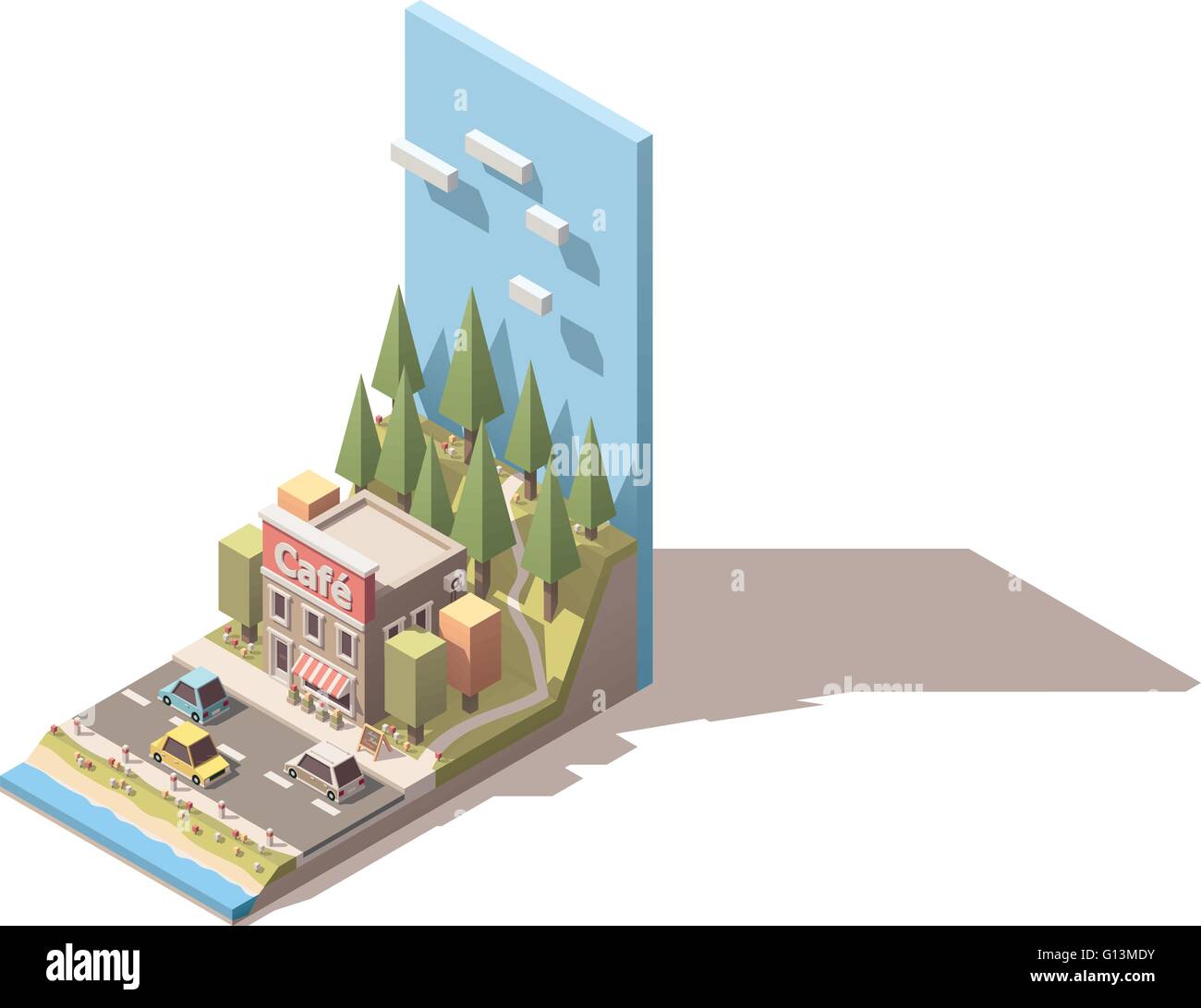 Vector Construction cafe isométrique Illustration de Vecteur