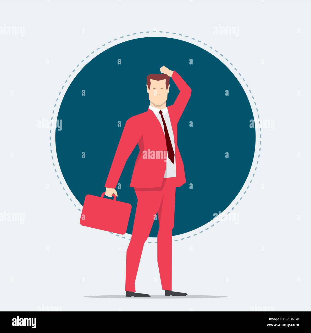 Homme d'affaires en costume rouge. Vector illustration style plat. Illustration de Vecteur