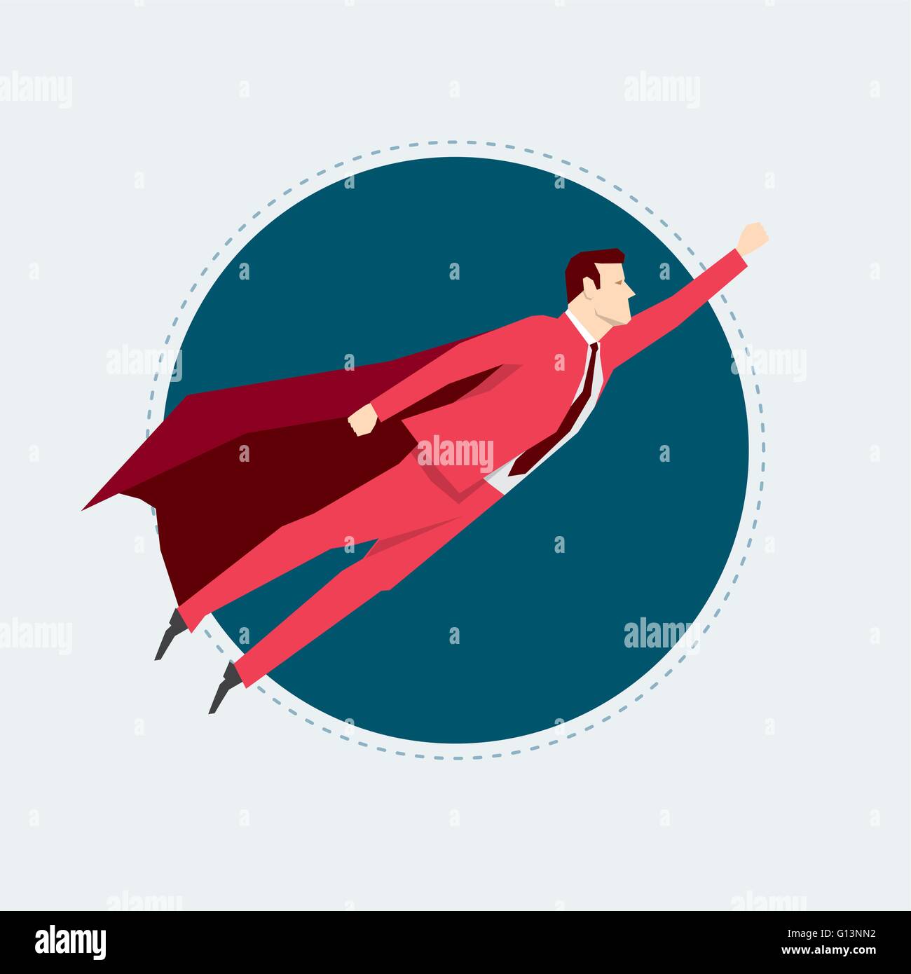 Homme d'affaires en costume rouge. Super héros. Vector illustration style plat. Illustration de Vecteur