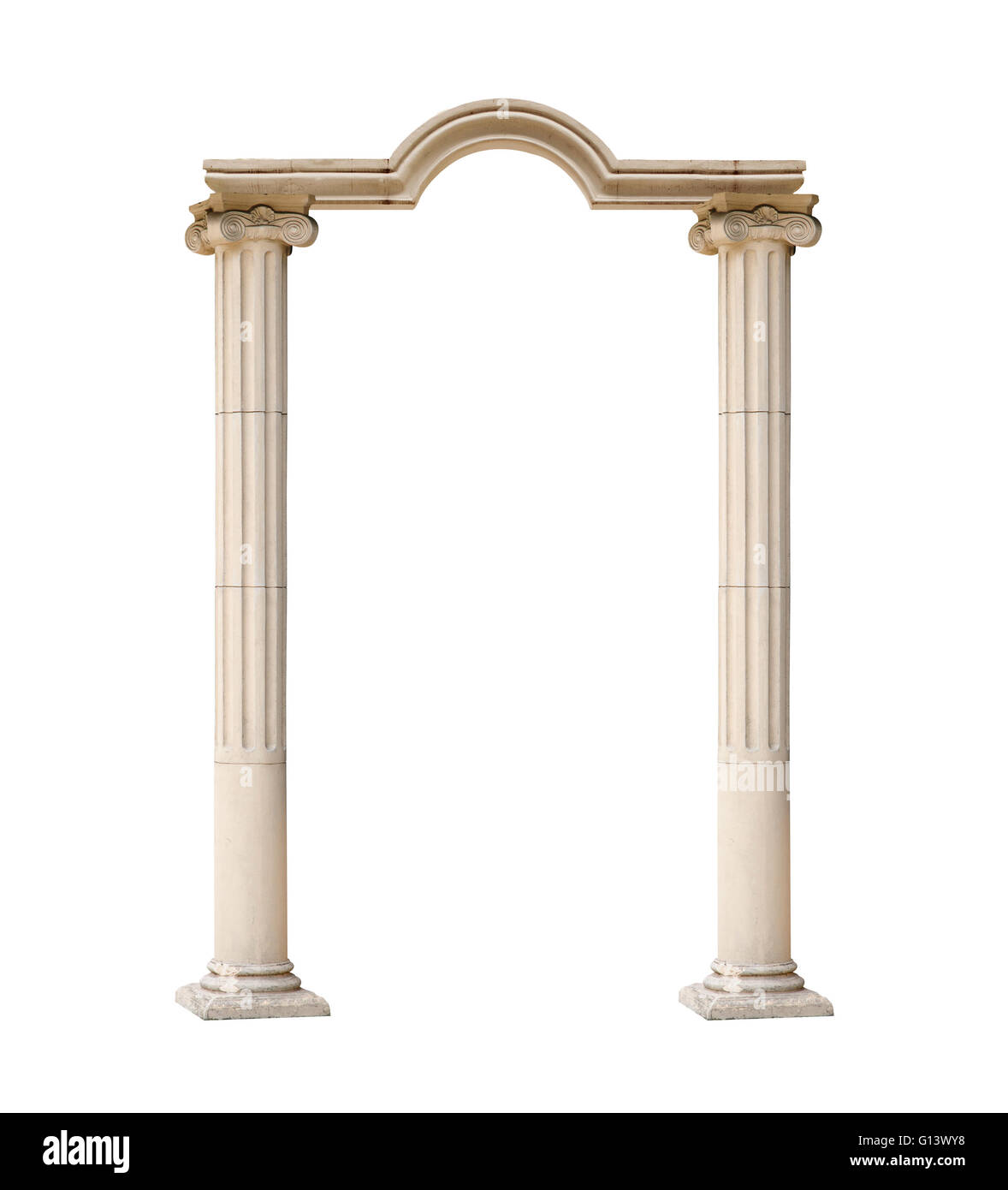 Architecture classique arch isolé sur fond blanc Banque D'Images