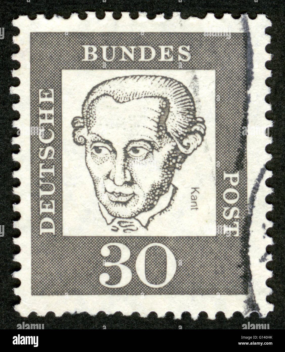 Emmanuel Kant (1724-1804), philosophe allemand, fondateur de la philosophie classique allemande, sur timbre Allemand Banque D'Images