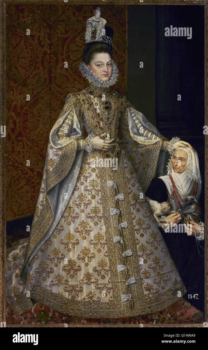 Isabella Clara Eugenia (1566-1633). Infante d'Espagne. Portrait de l'Infante Isabella Clara Eugenia et Magdalena Ruiz, 1585-1588. Par Alonso Sanchez Coello (1531-1588). Musée du Prado. Madrid. L'Espagne. Banque D'Images