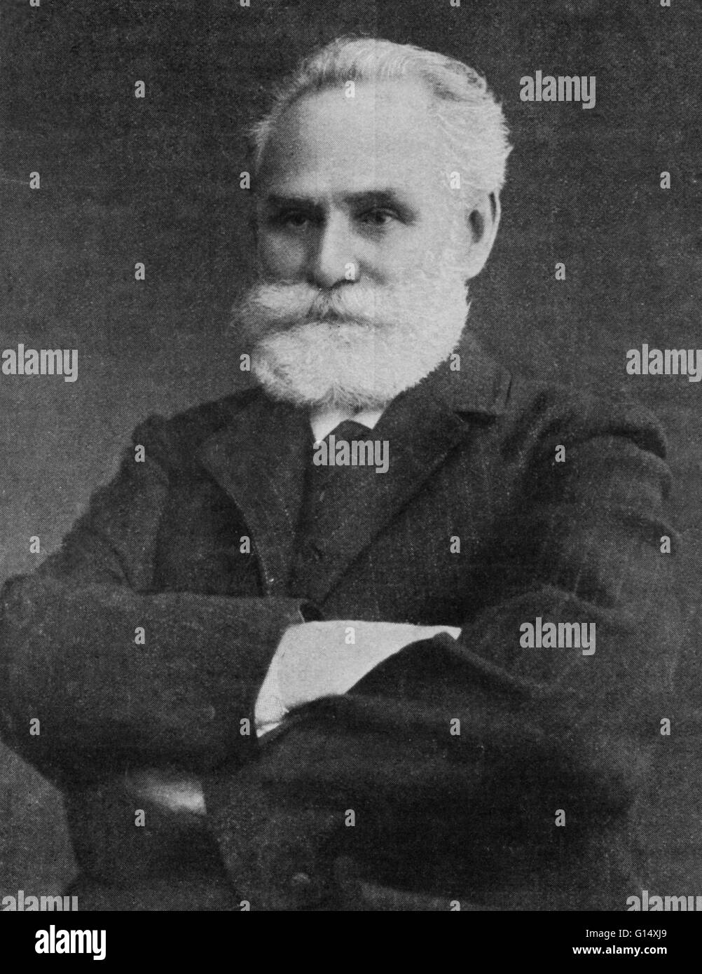 Ivan Petrovitch Pavlov (1849-1936), physiologiste et psychologue expérimental russe, qui a reçu le Prix Nobel 1904 pour ses travaux sur la physiologie de la glandes digestives. Il est surtout connu pour ses travaux sur les réflexes conditionnés, dans lequel il condit Banque D'Images