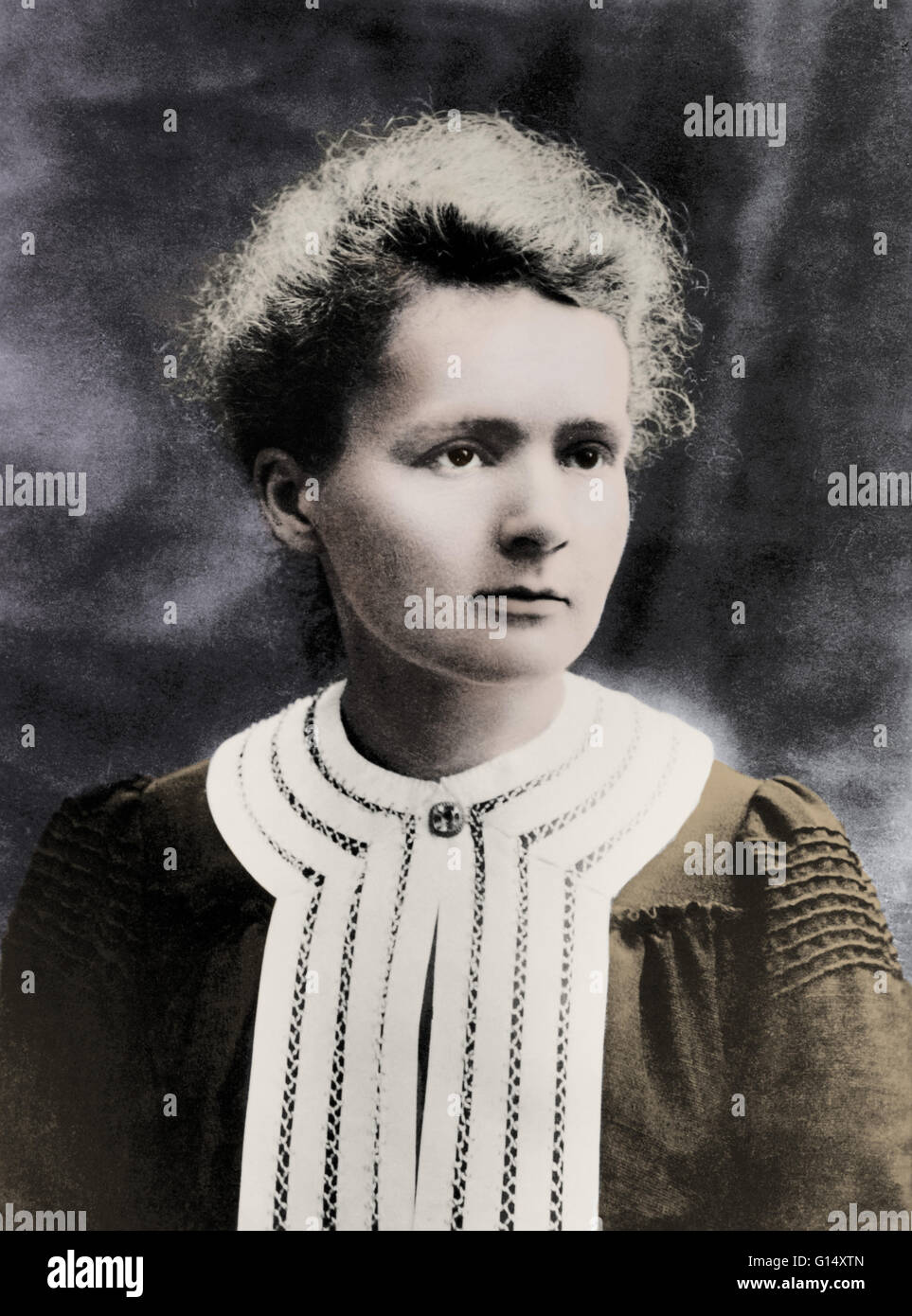 Marie Curie (1867-1934) était un physicien et chimiste Polish-French célèbre pour ses recherches novatrices sur la radioactivité. Elle a été la première personne à l'honneur avec deux Prix Nobel, physique et chimie. Elle a partagé son prix Nobel de physique 1903 avec son husba Banque D'Images