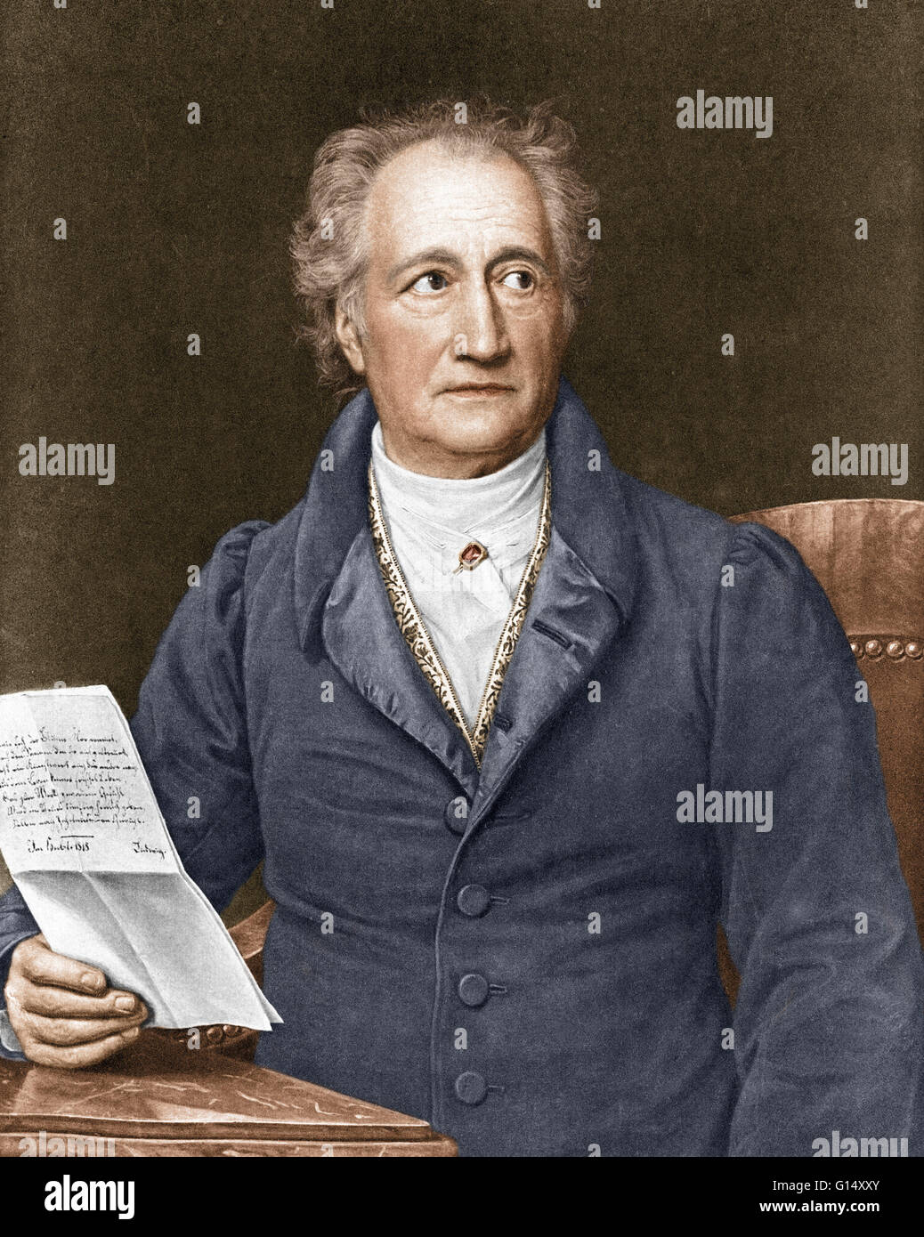 Johann Wolfgang von Goethe (1749-1832) était un écrivain allemand, artiste pictural, biologiste, physicien théorique, et polymathe. Il est considéré comme le génie suprême de littérature allemande moderne. Ses œuvres couvrent les domaines de la poésie, théâtre, prose, philosophie, un Banque D'Images