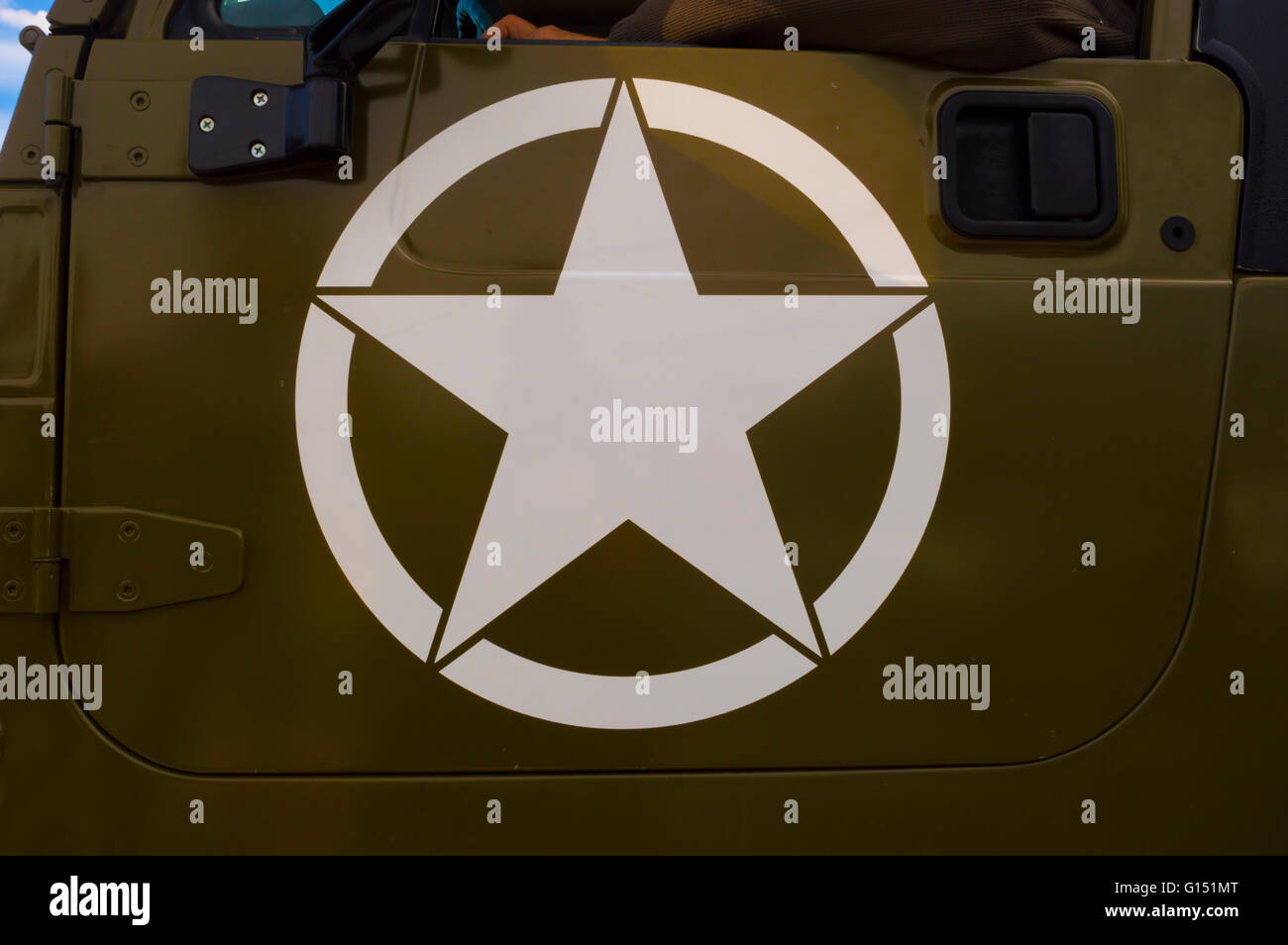 Marquage sur vieille voiture d'état-major de l'ARMÉE AMÉRICAINE Banque D'Images